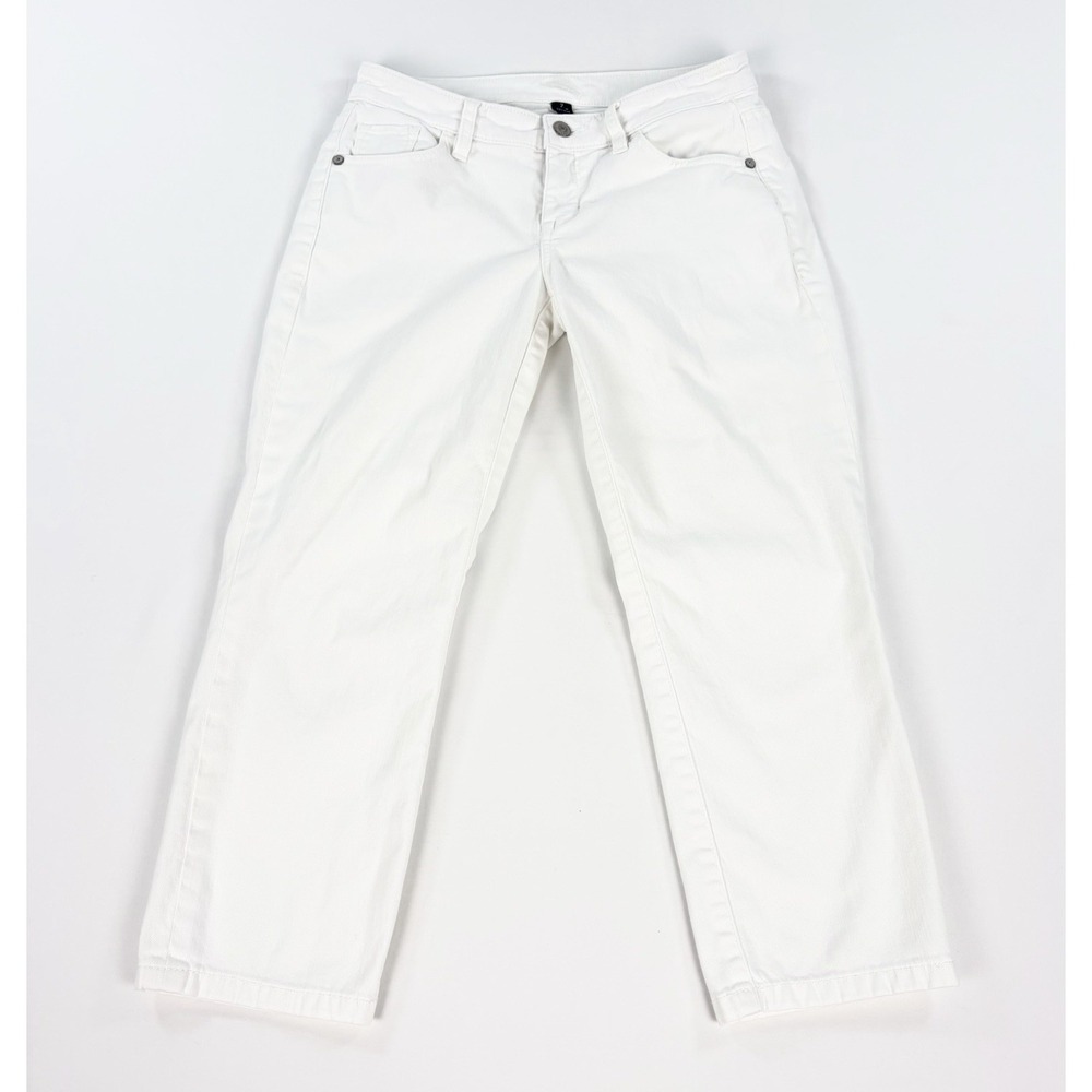 Tommy Bahama Women's 2 White Crop Denim Jeans Straight Stretch Casual Pants